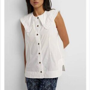 Ganni Peter Pan Collar Sleeveless Shirt
